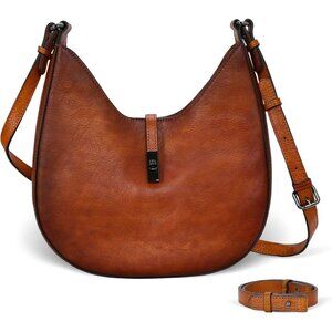 Elegant Women's Leather Crossbody Handbag with Adjustable Straps and Twist-Lock